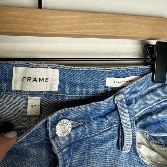 Frame Le High Straight Ankle jeans 27 Light Wash raw hem - Picture 3 of 7